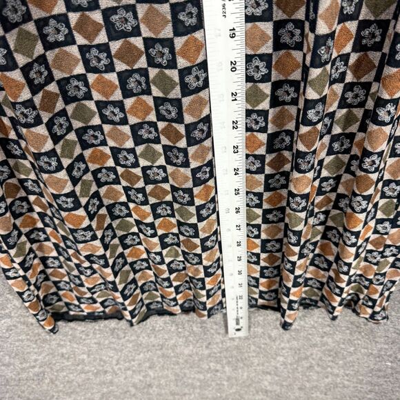 Express Skirt Women 1/2 Black Plaid Maxi Long Zipper High Rise Lined Rayon - Picture 4 of 7